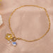 18K Gold Porcelain Heart & Flower Charm Station Necklace - LECCE