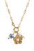 18K Gold Porcelain Heart & Flower Charm Station Necklace - LECCE