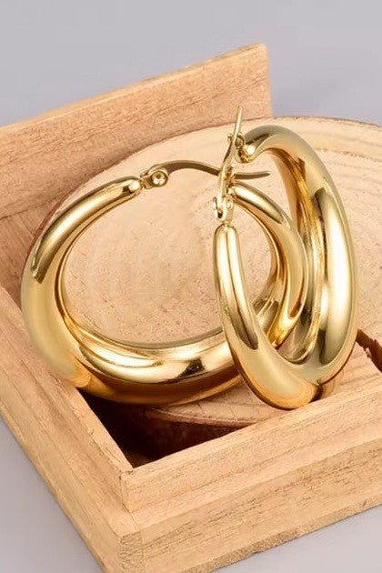 18K Gold U-Shape Huggie Hoop Earrings