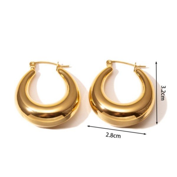 18K Gold U - Shape Huggie Hoop Earrings - LECCE
