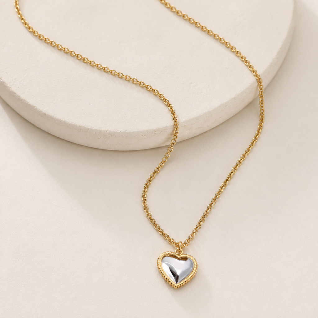18k Stainless Steel Tarnish Free Heart Necklace