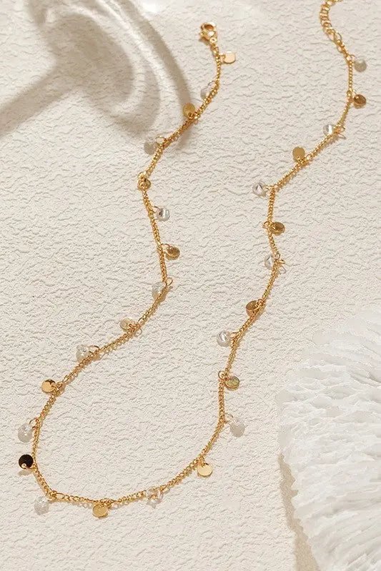 18k Stainless Steel Tarnish Free Disc Necklace - LECCE