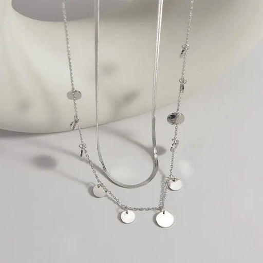 18k Stainless Steel Tarnish Free Disc Necklace - LECCE
