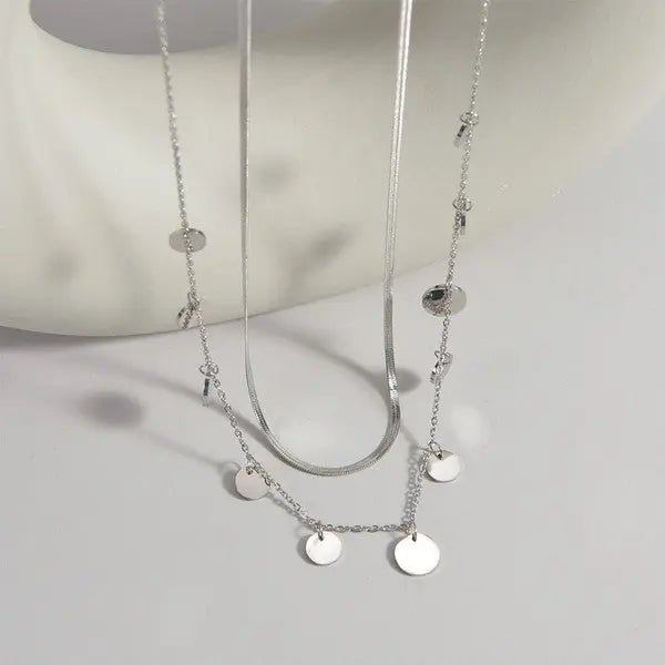 18k Stainless Steel Tarnish Free Disc Necklace - LECCE