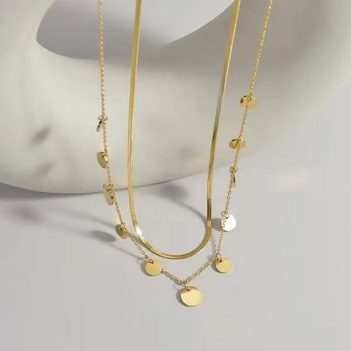 18k Stainless Steel Tarnish Free Disc Necklace - LECCE
