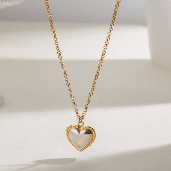 18k Stainless Steel Tarnish Free Heart Necklace - LECCE