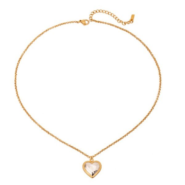 18k Stainless Steel Tarnish Free Heart Necklace - LECCE