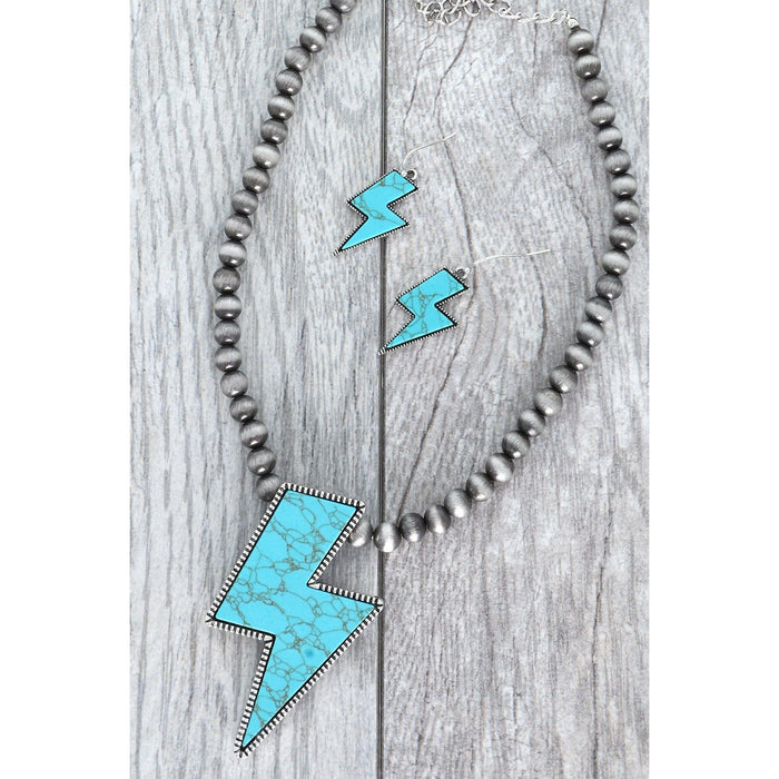 Western Navajo Pearl Thunderbolt Necklace Set