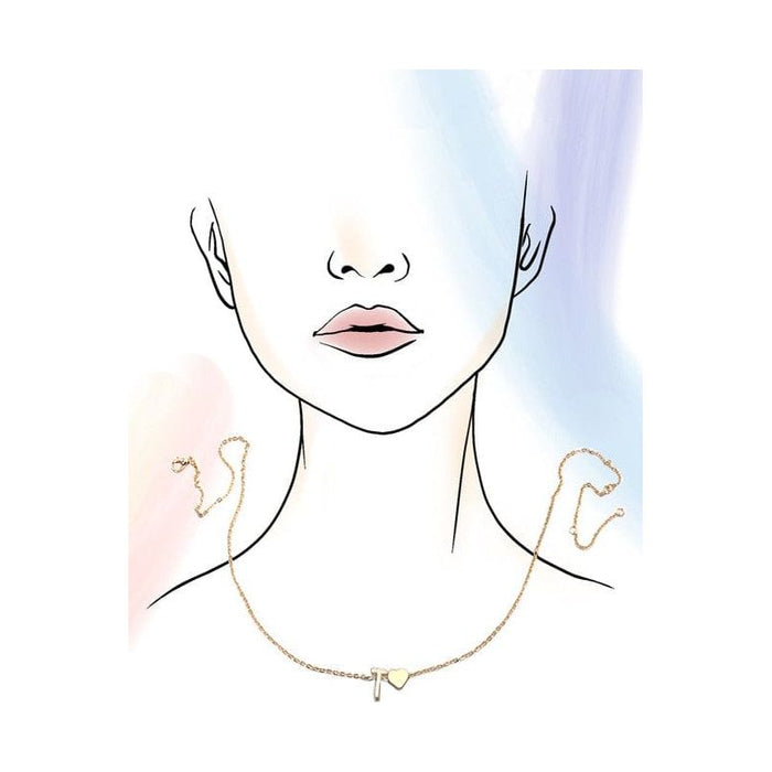 Brass Monogram Initial Heart Cahrm Necklace Wall to wall