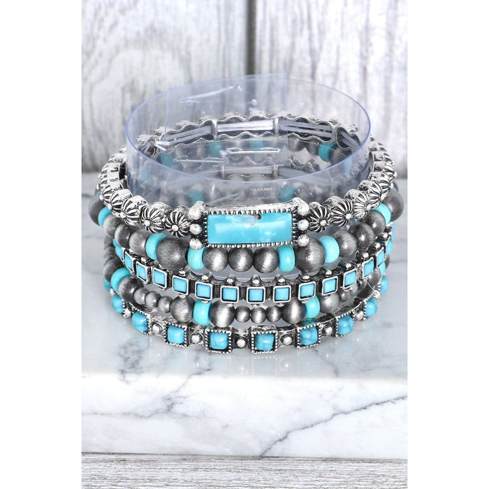 4-piece Assorted Western Turquoise Bracelet Set