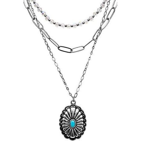Western Gemstone Flower Glasscrystal Bead Necklace