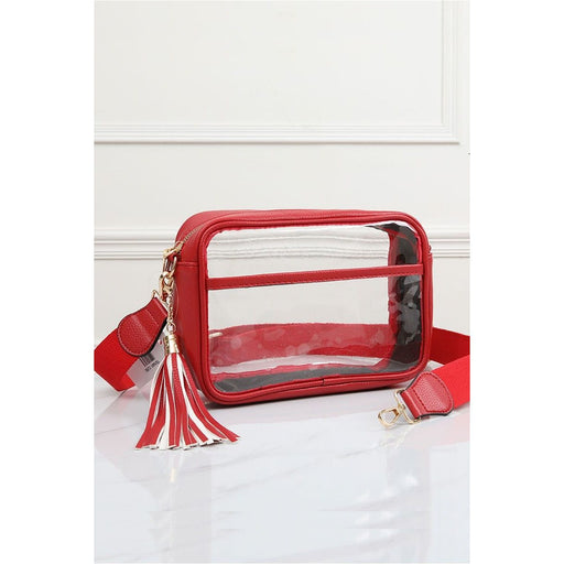 Solid Color Outlined Clear Crossbody Bag Fashion City