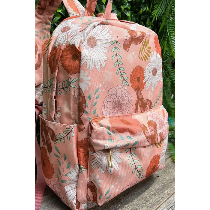 Floral Cactus/coral Printed Medium Size Backpack