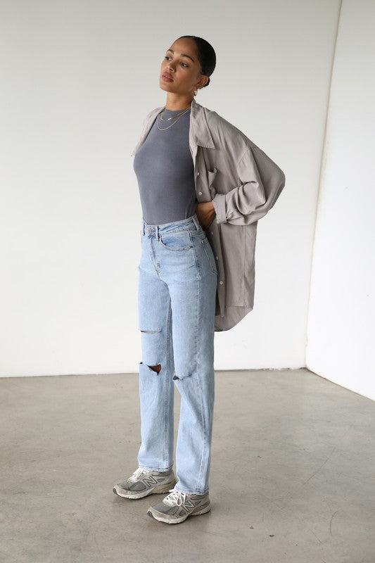 Distressed Straight Leg Denim Jeans DOGMA