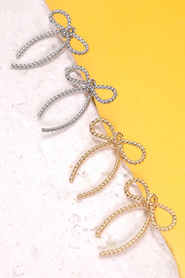 Rope Bow Design Stud Earrings