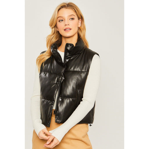 PU Faux Leather Padded Vest