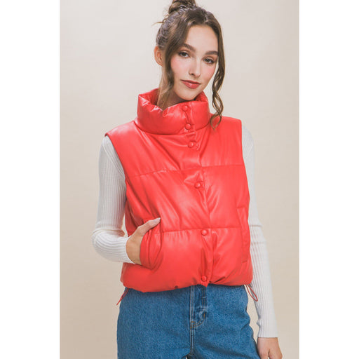 PU Faux Leather Padded Vest