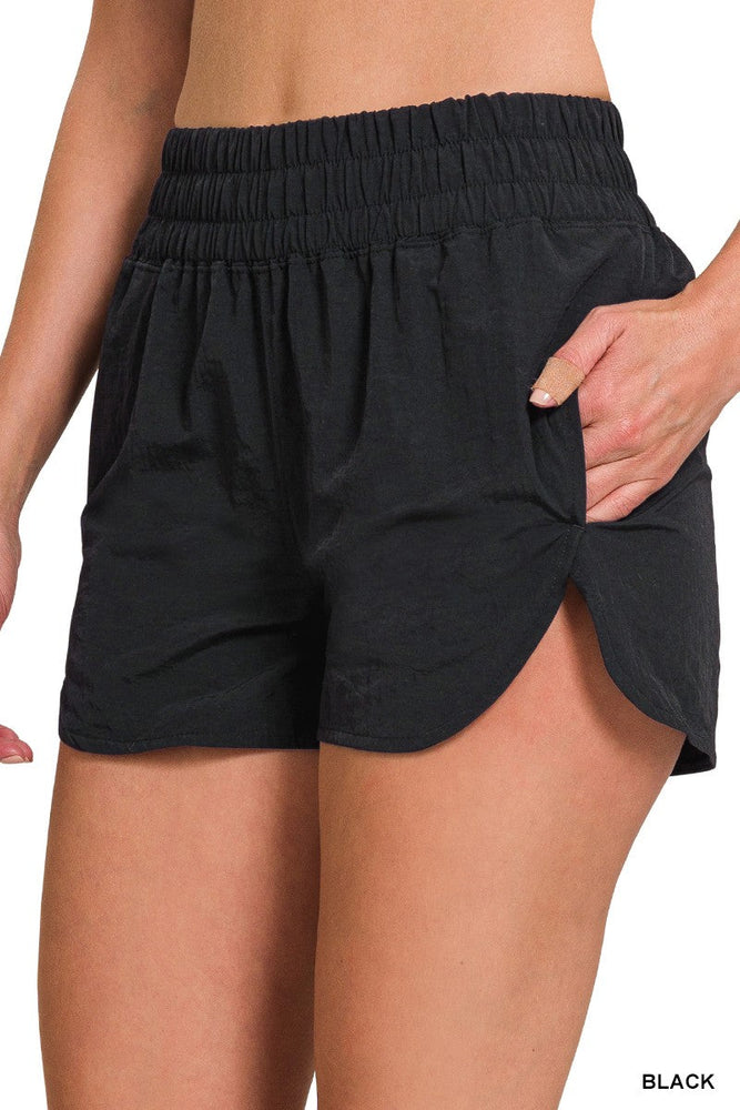 Windbreaker Smocked Waistband Running Shorts ZENANA