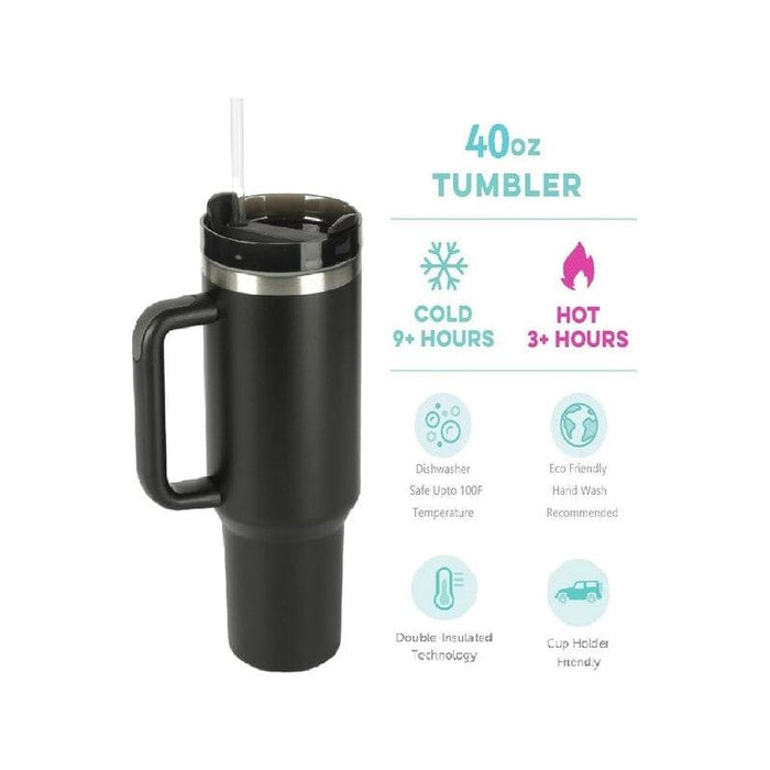 40oz Stainless Steel Tumbler With 2 Straws