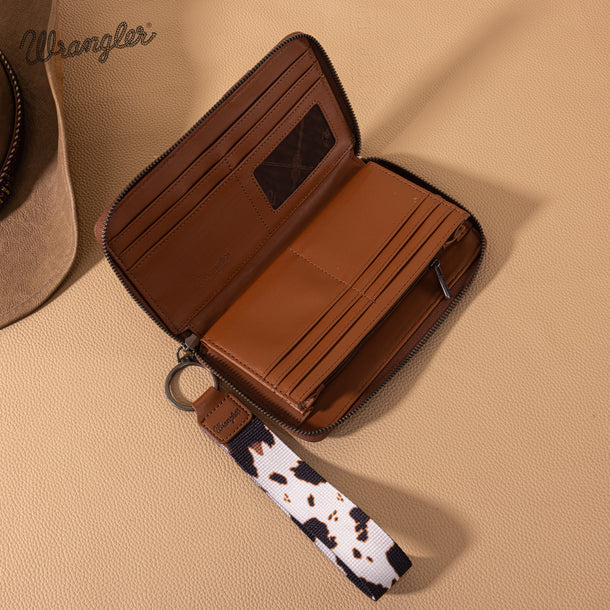 Wrangler Cow Print Wallet - Brown