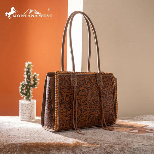 Montana West Tooled Tote Montana West