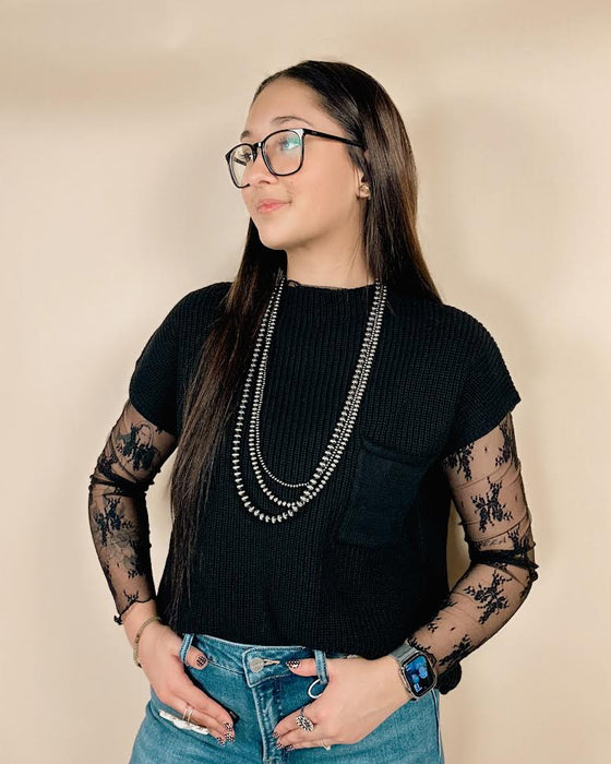 Mock Neck Short Sleeve Sweater