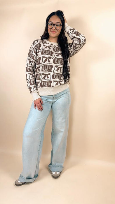 Brown Bows & Horseshoes Sweater