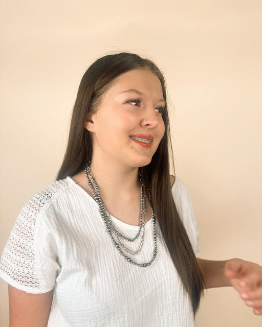 Western Navajo Pearl Beads Clip Chain Necklace BlandiceJewelry