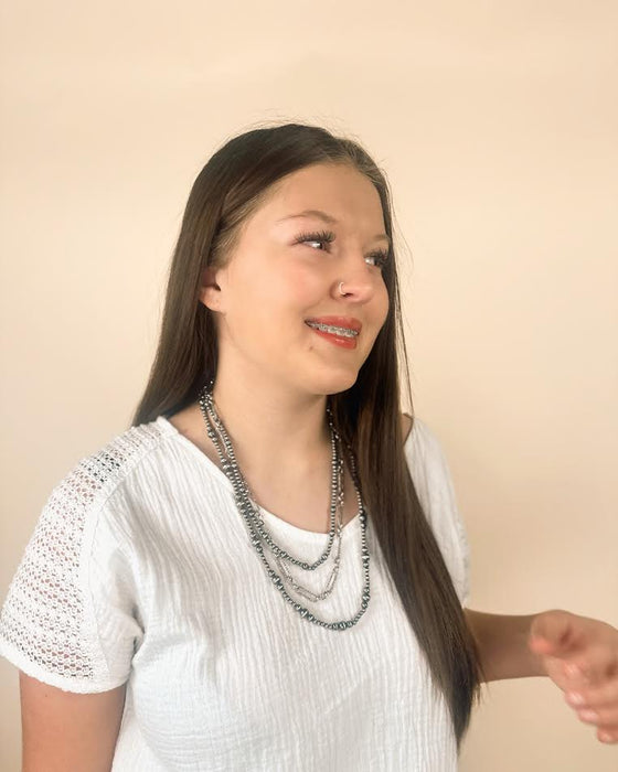 Western Navajo Pearl Beads Clip Chain Necklace BlandiceJewelry