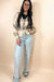 Khaki Striped Color Block Brushed Knit Bow Tie Front Sweater Cardigan Dear lover