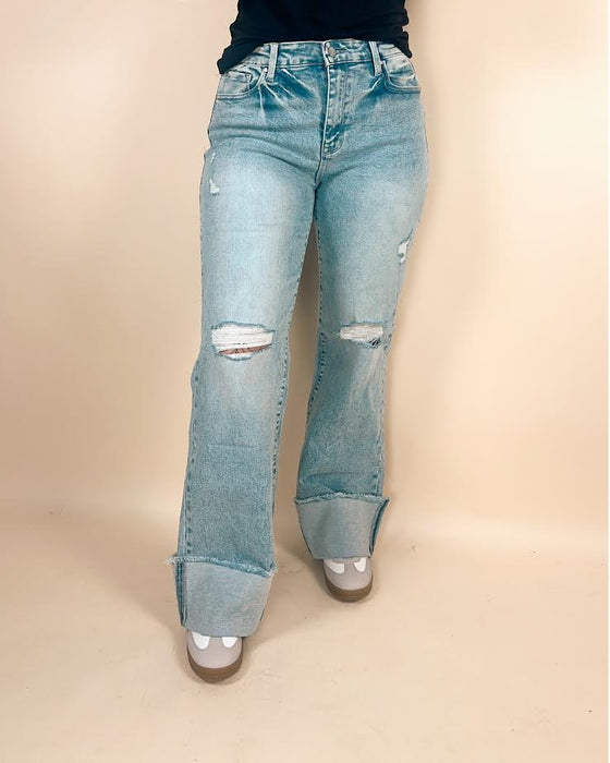 Petra High Rise Super Stretch Wide Flare With Cuffed Hem