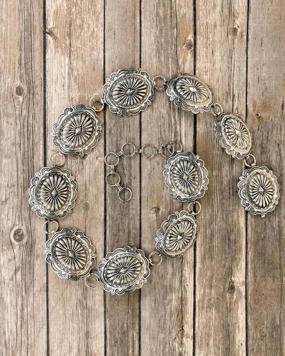 Western Concho Flower Casting Fashion Chain Belt