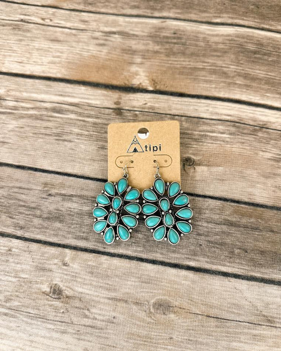 Western Concho Textured Gemstone Earring