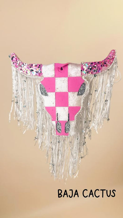 Checkered Bull Skull Freshie