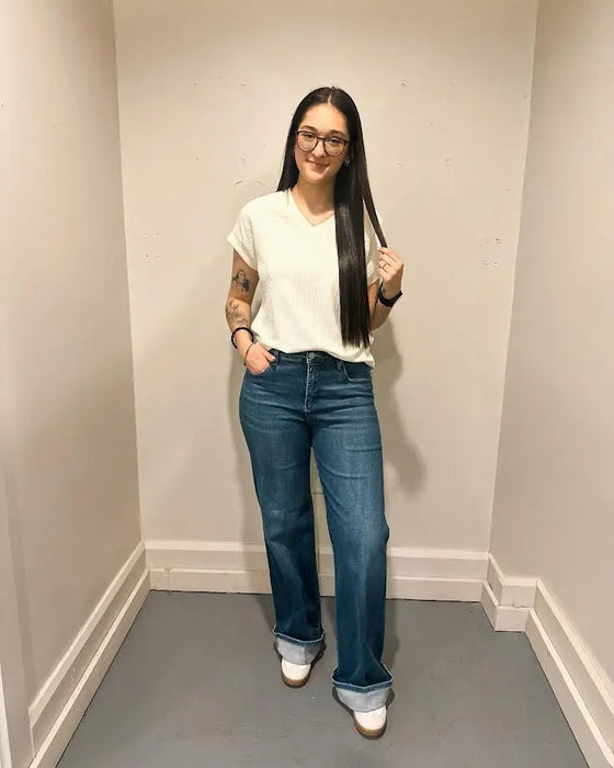 Twisted Texture Knit V Neck Top Dear lover