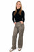 Brown leopard frayed wide leg high waist jeans - full model view on white background