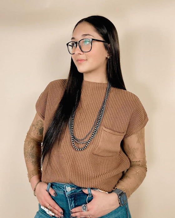 Mock Neck Short Sleeve Sweater