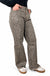 Brown leopard frayed wide leg high waist jeans - detail view on white background