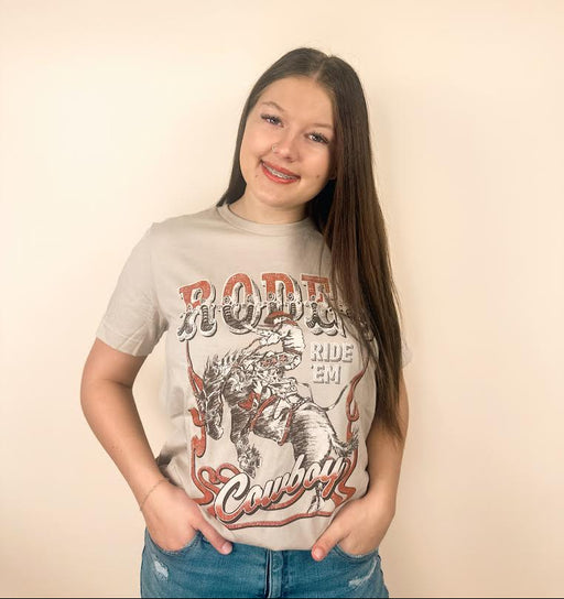 Rodeo Cowboy Hand Drawn Graphic T-shirt Rustee Clothing