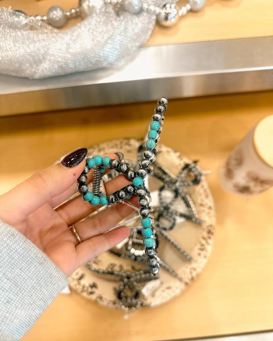 Western Navajo Pearl Gemstone Banana Hair Clip