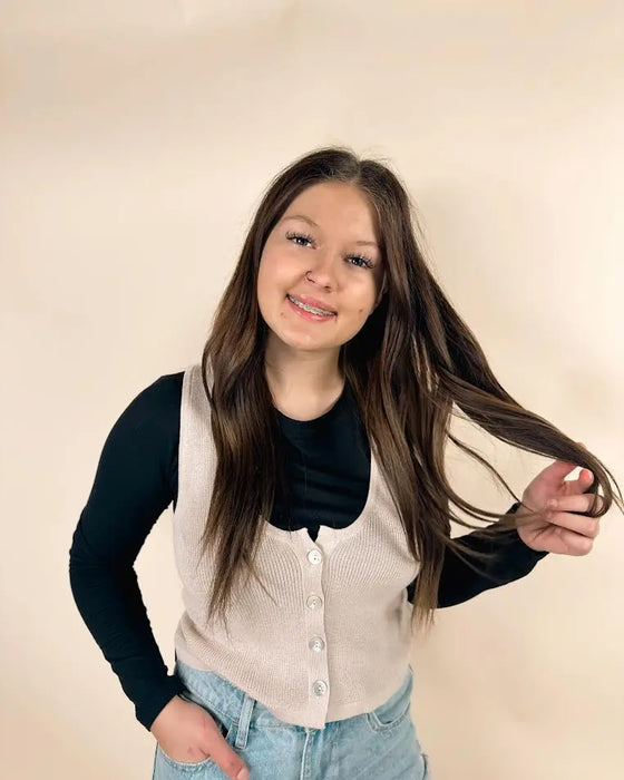 Button-up Cropped Sweater Vest ZENANA