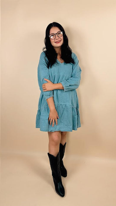 Beau Blue Puff Sleeve Mini Dress