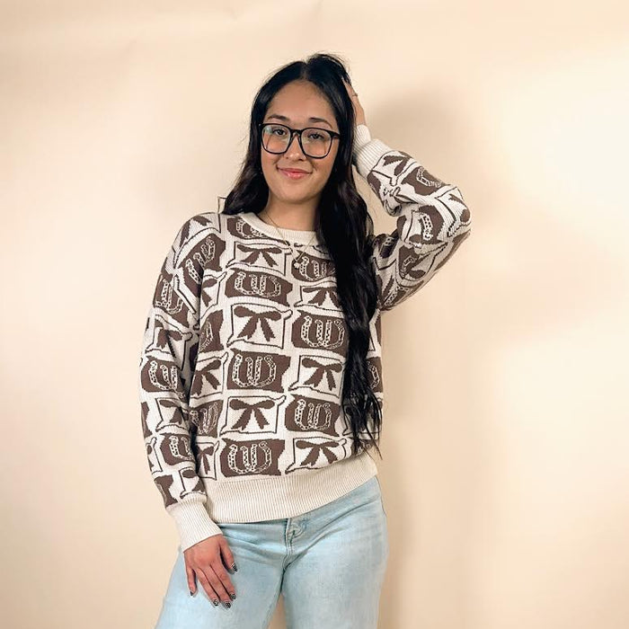 Brown Bows & Horseshoes Sweater
