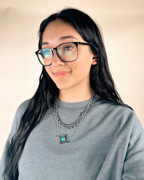 Western Gemstone Aztec Navajopearl Chain Necklace