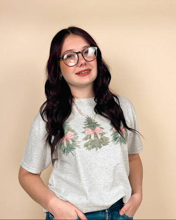 Water Color Christmas Trees with Bows Tee