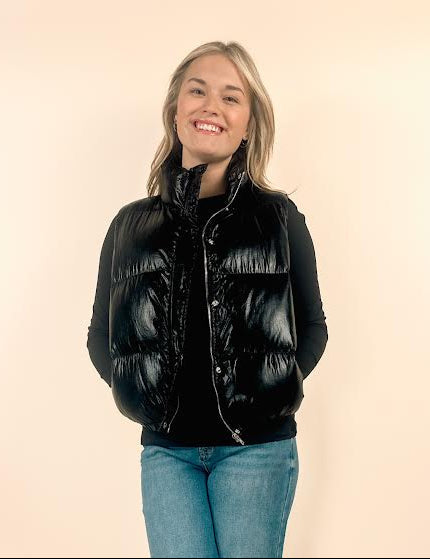 PU Faux Leather Padded Vest Love tree