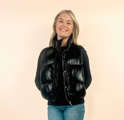 PU Faux Leather Padded Vest Love tree