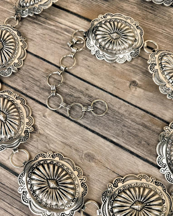 Western Concho Flower Casting Fashion Chain Belt