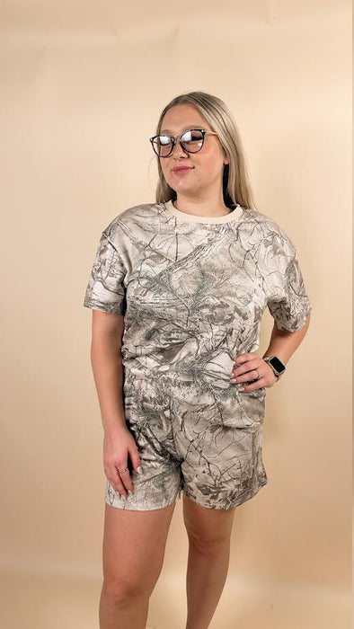 Oversized Retro Camo Tee & Shorts Set
