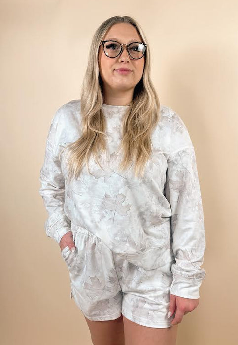 Beige Camo Print Pullover & Short Set